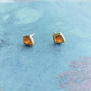 Kendra Scott Monica Gold Marbled Amber Stud Earrings
